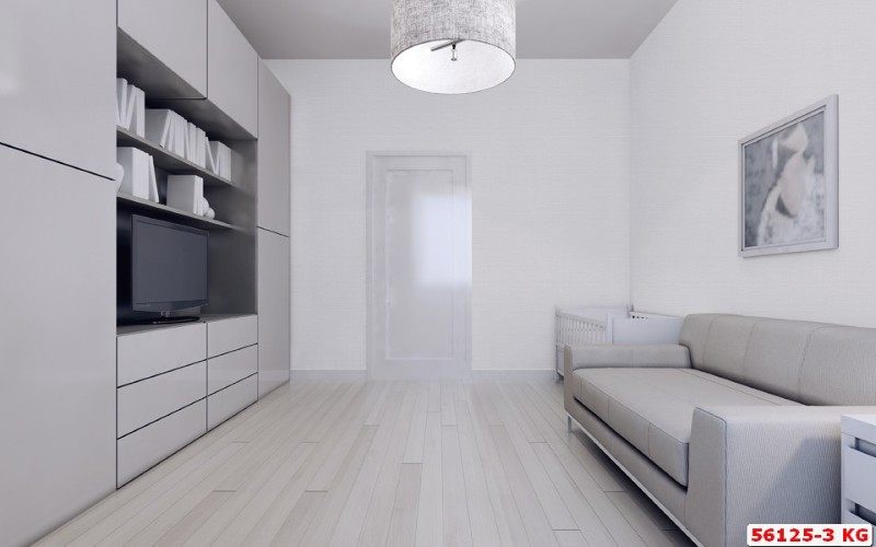 Mẫu giấy dán tường hiện đại với màu xám bạc sẽ làm nổi bật không gian phòng khách của chung cư.